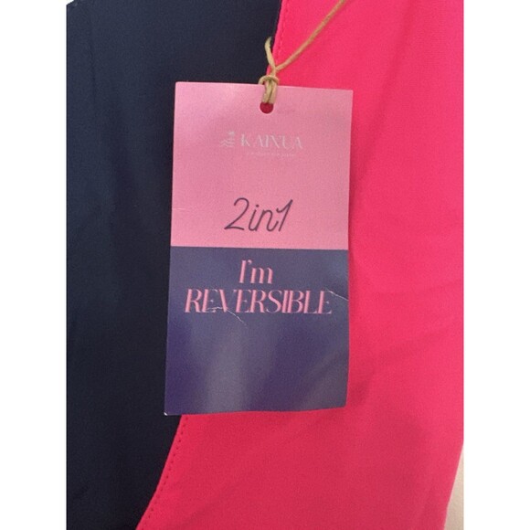 Kainua Swimwear Reversible One Piece Two Suits In One Hot Pink Navy Blue NWT - Picture 6 of 7